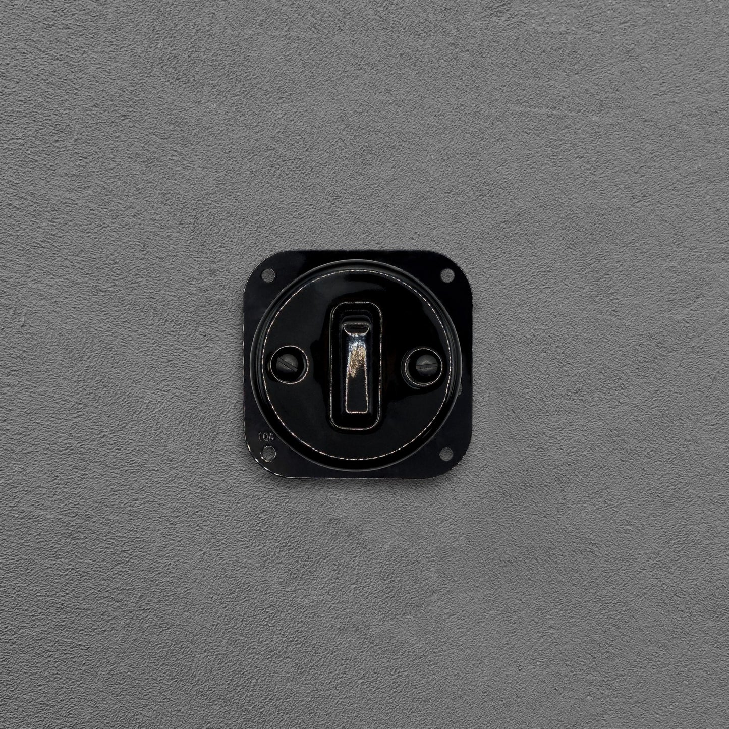 black porcelain 1gang2pole light switch insert, flush-mount