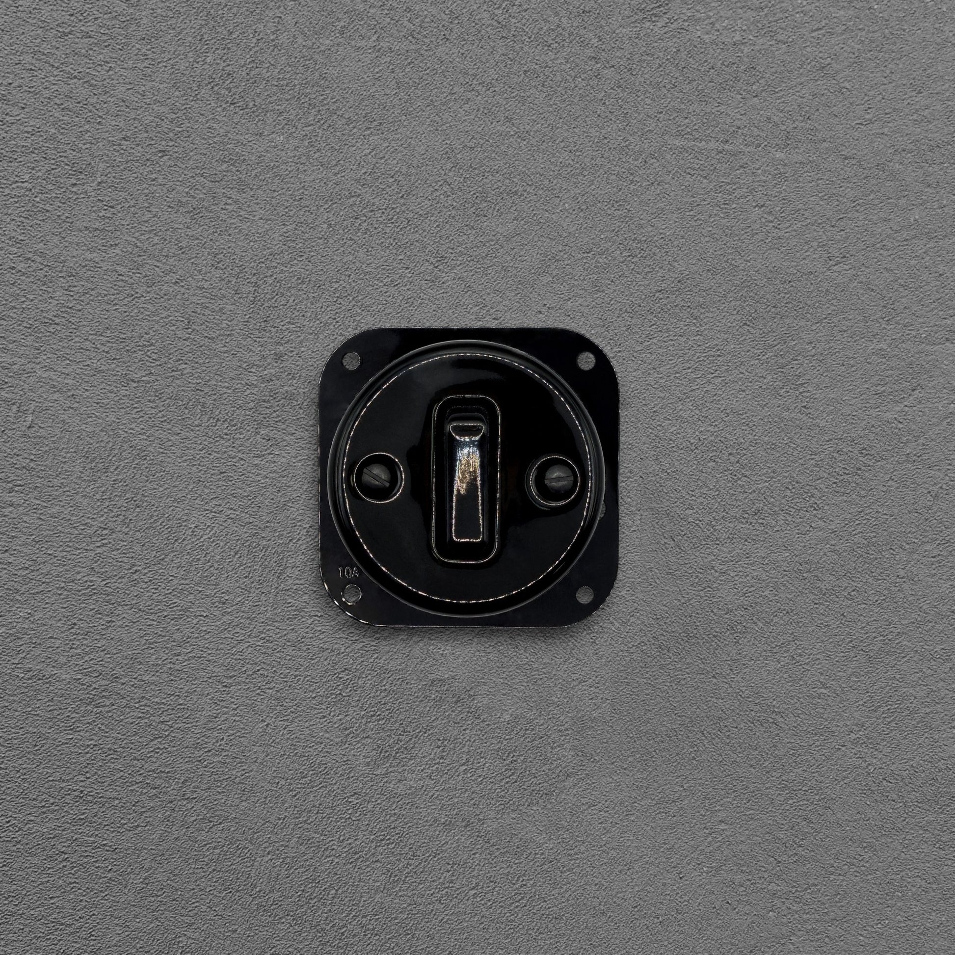 black porcelain 1gang2pole light switch insert, flush-mount