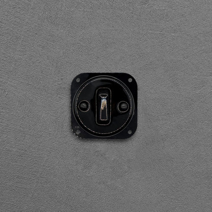 black porcelain 1gang2pole light switch insert, flush-mount