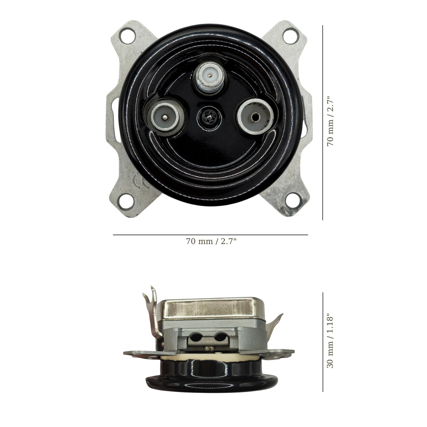 Porcelain Connection Inner Part Loft Retro TV/SAT Socket Flush-Mounting Vintage Cottage Ceramic Black