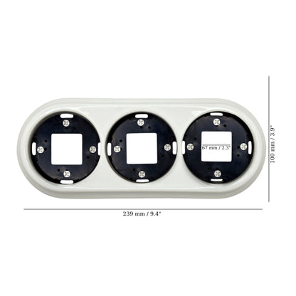 Porcelain Loft Retro Triple Porcelain Frame With Plastic Part Surface Mounted Vintage Cottage Ceramic White