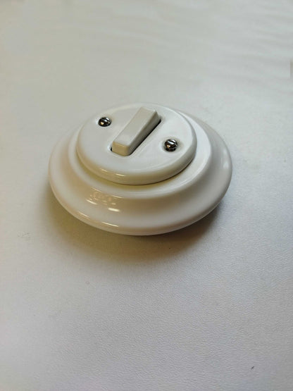 Light Switch Porcelain Loft Retro 1-gang Two-way Flush-Mounting Vintage Cottage Ceramic White