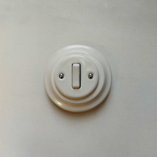 Light Switch Porcelain Loft Retro 1-gang Two-way Flush-Mounting Vintage Cottage Ceramic White