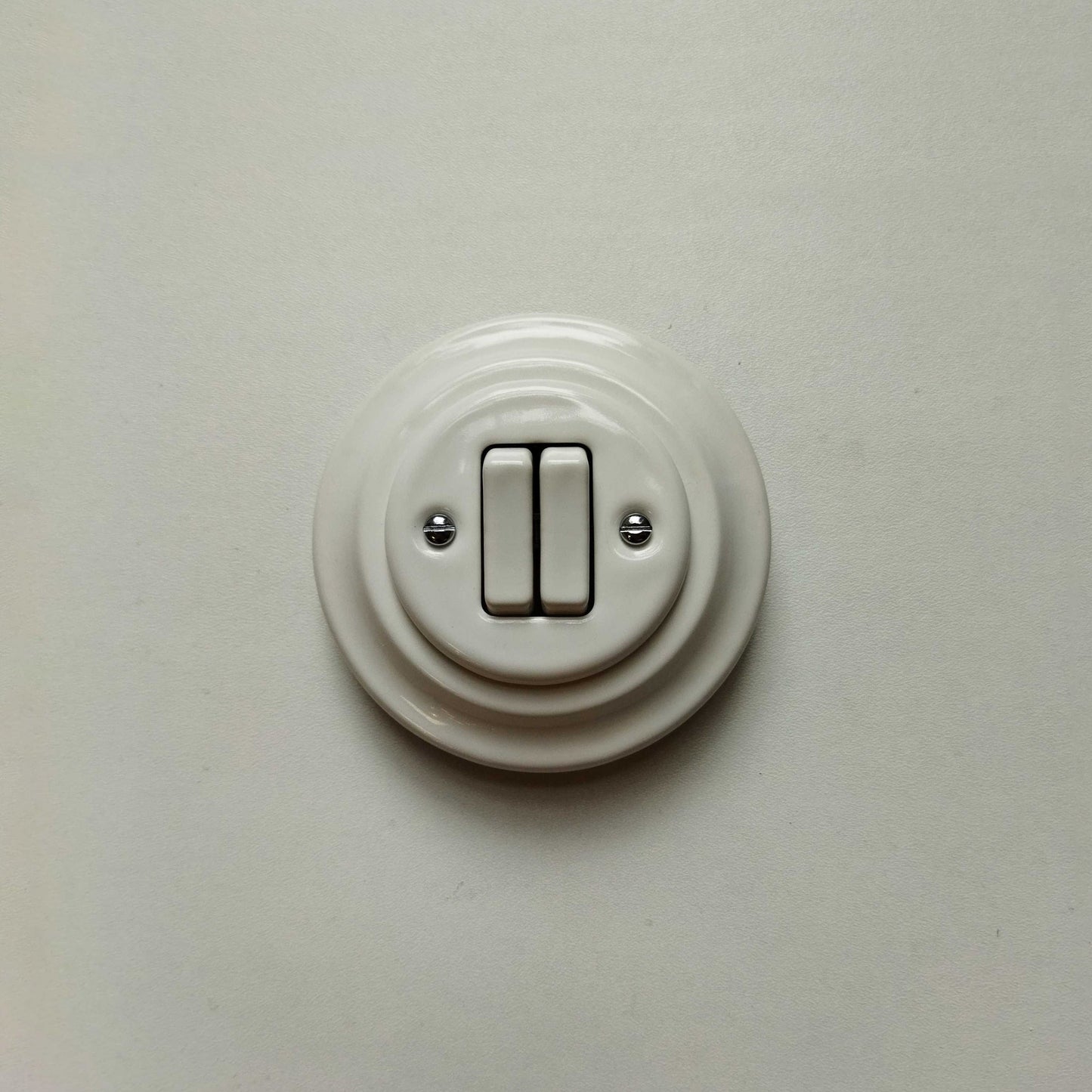 Light Switch Porcelain Loft Retro 2-gang Two-way Flush-Mounting Vintage Cottage Ceramic White