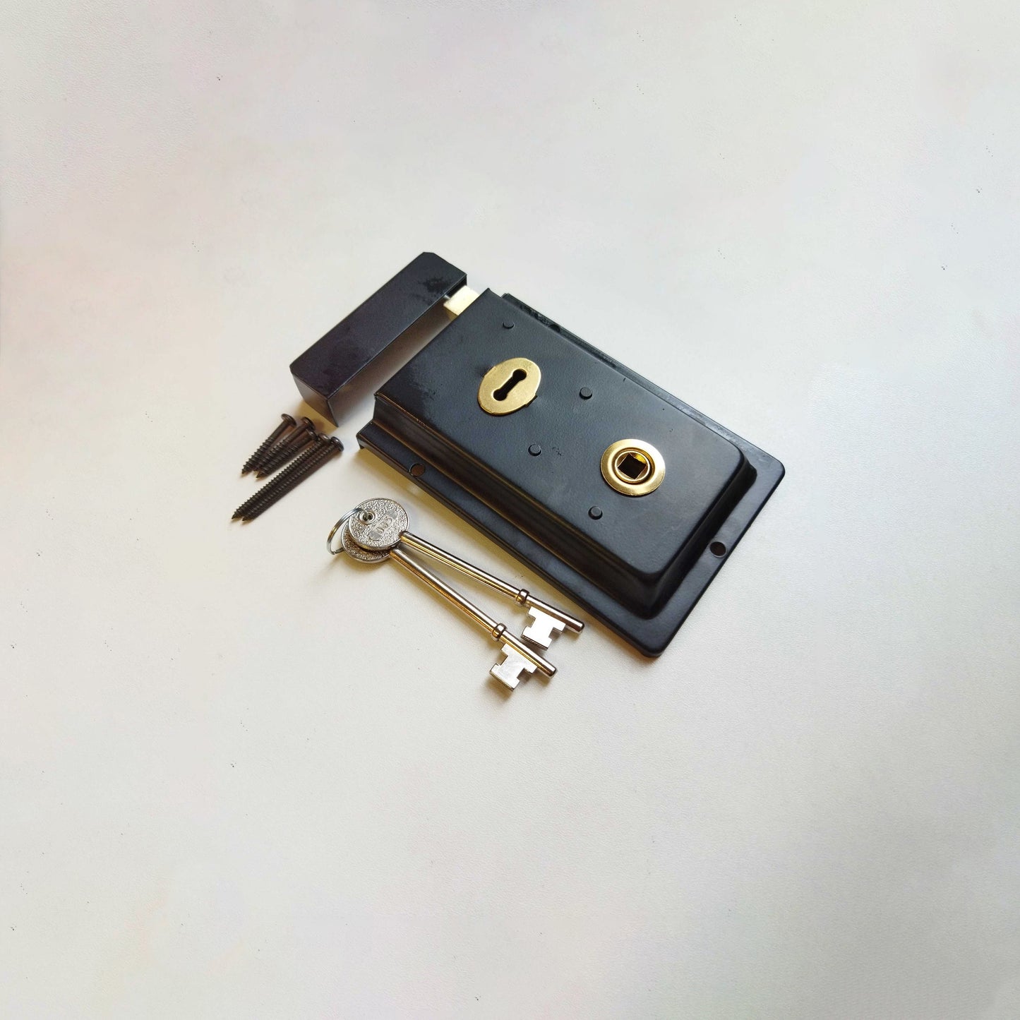 Door Lock Antique Sash Rim Lock With Keys Victorian Cottage Retro Style Black