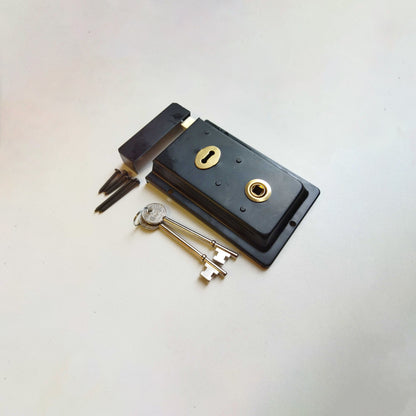 Door Lock Antique Sash Rim Lock With Keys Victorian Cottage Retro Style Black