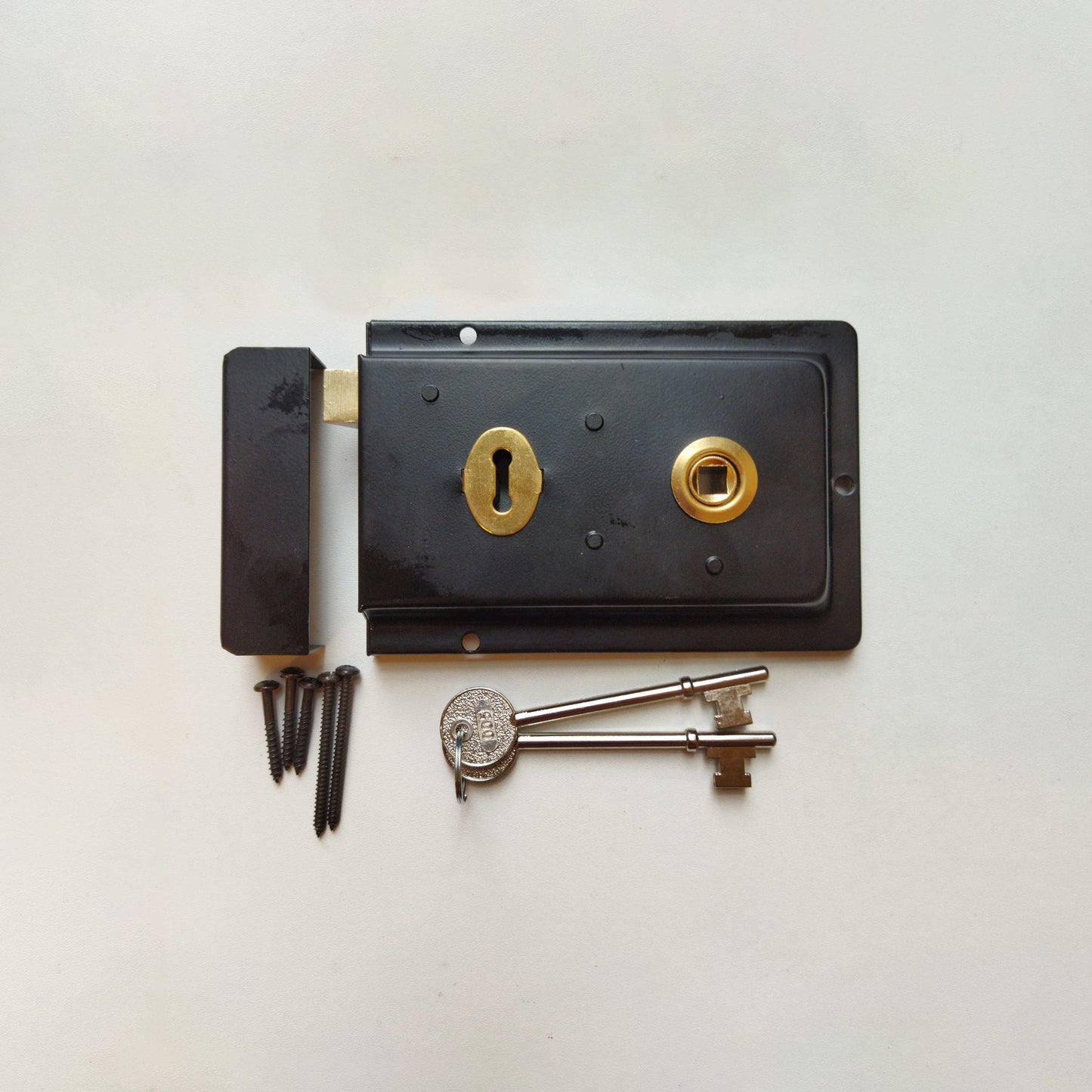 Door Lock Antique Sash Rim Lock With Keys Victorian Cottage Retro Style Black