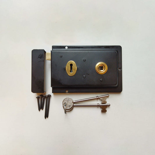Door Lock Antique Sash Rim Lock With Keys Victorian Cottage Retro Style Black