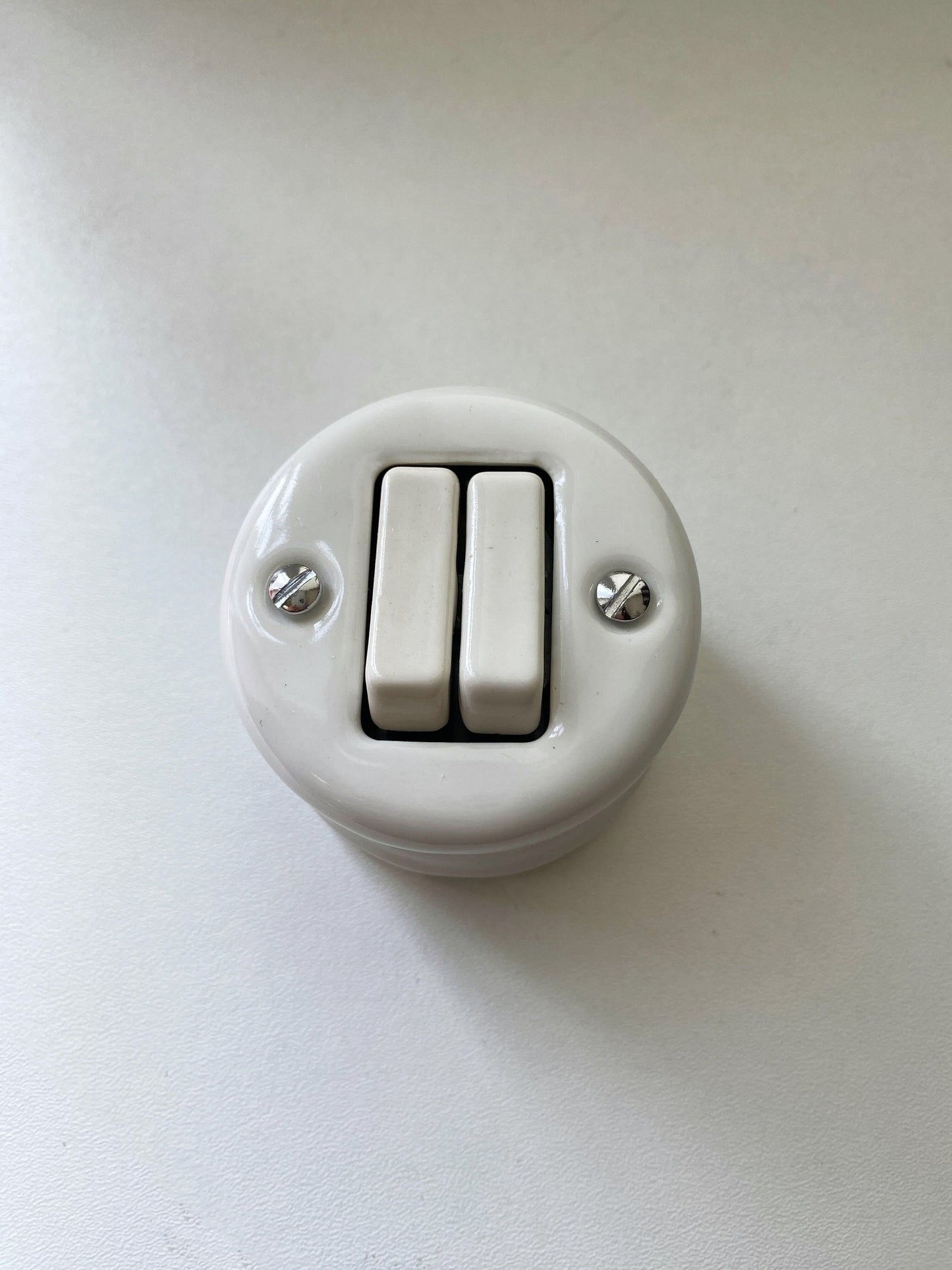 Light Switch Porcelain Loft Retro 2 Gang Two-way Surface-Mounting Vintage Cottage Ceramic White