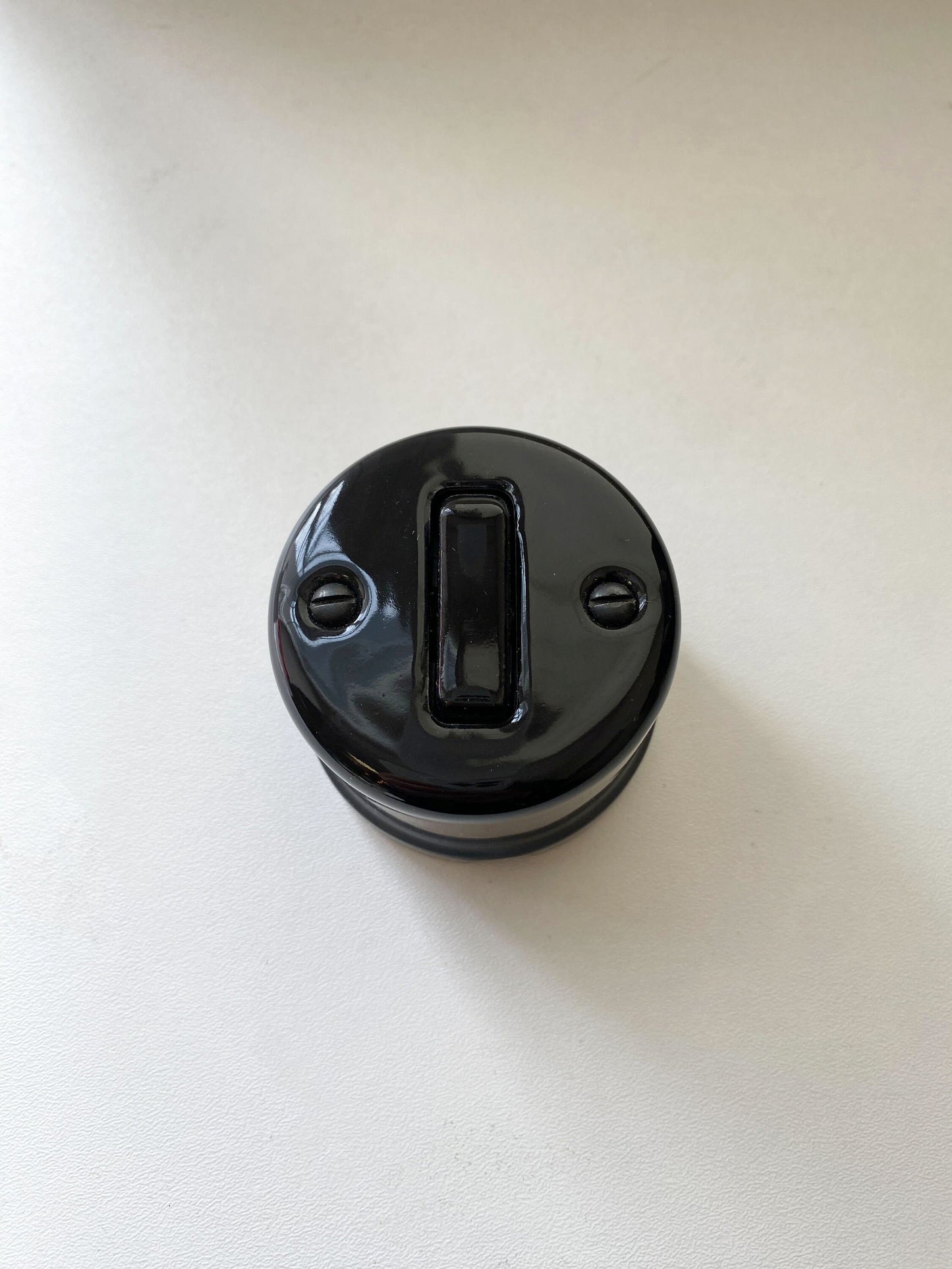 Light Switch Porcelain Loft Retro 1 Gang Two-way Surface-Mounting Vintage Cottage Ceramic Black