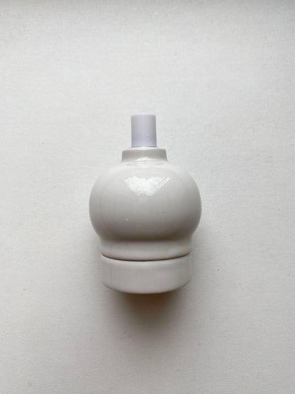 Apple Shape Porcelain Lamp Holder E27 Hanging Vintage Loft Retro Cottage Ceramic Black & White