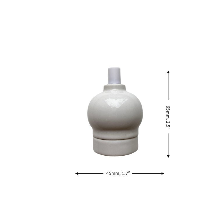 Apple Shape Porcelain Lamp Holder E27 Hanging Vintage Loft Retro Cottage Ceramic Black & White
