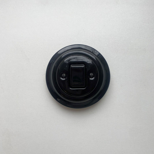 Light Switch Porcelain Loft Retro Button Switch Fat Key Crossing Flush-Mounting Vintage Cottage Ceramic Home Decor Black