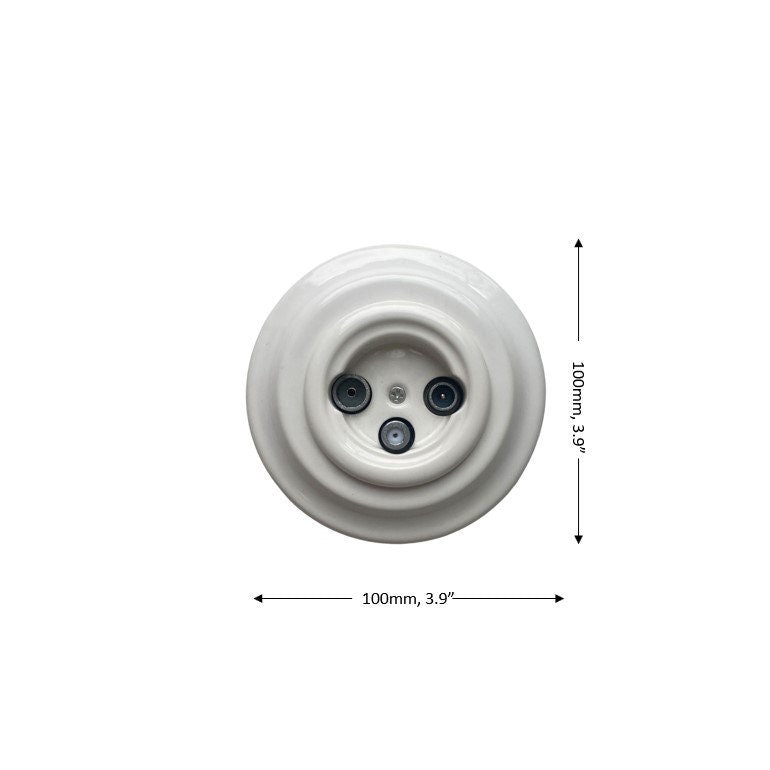 Porcelain Loft Retro TV/SAT Socket Flush-Mounting Vintage Cottage Ceramic White