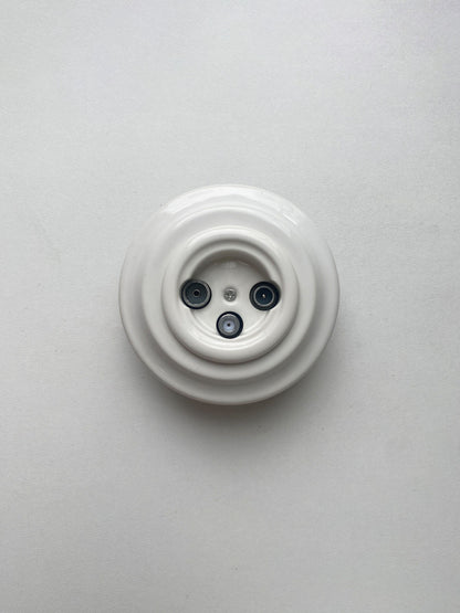 Porcelain Loft Retro TV/SAT Socket Flush-Mounting Vintage Cottage Ceramic White