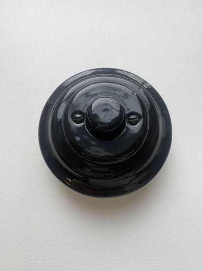 Light Switch Porcelain Loft Retro Electrical Dimmer Switch Flush-Mounting Vintage Cottage Ceramic Black