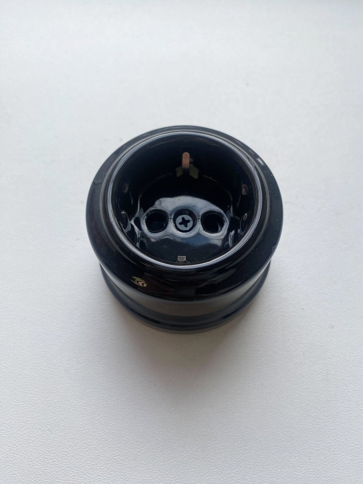 Power Socket Porcelain Loft Retro Electrical German Schuko Surface-Mounting Vintage Cottage Ceramic Black