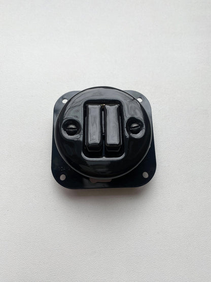 Light Switch Porcelain Loft Retro 2-gang Connection Inner Part Two-way Flush-Mounting Vintage Cottage Ceramic Black