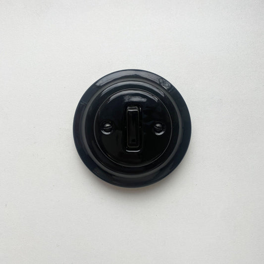 Light Switch Porcelain Loft Retro 1-gang Two-way Flush-Mounting Vintage Cottage Ceramic Black
