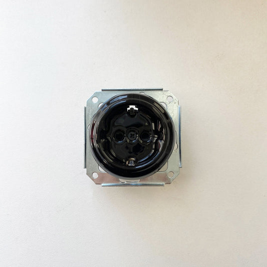 Power Socket Insert Porcelain Loft Retro Electrical German Schuko Flush-Mounting Vintage Cottage Ceramic Black