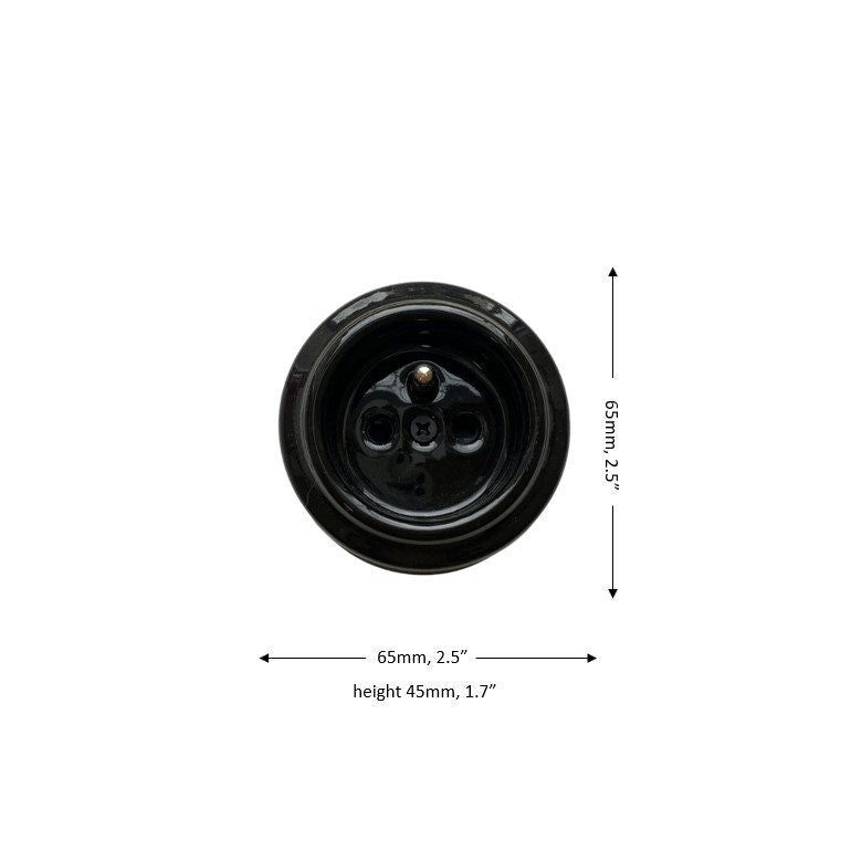 Power Socket Porcelain Loft Retro Electrical French Schuko Surface-Mounting Vintage Cottage Ceramic Black