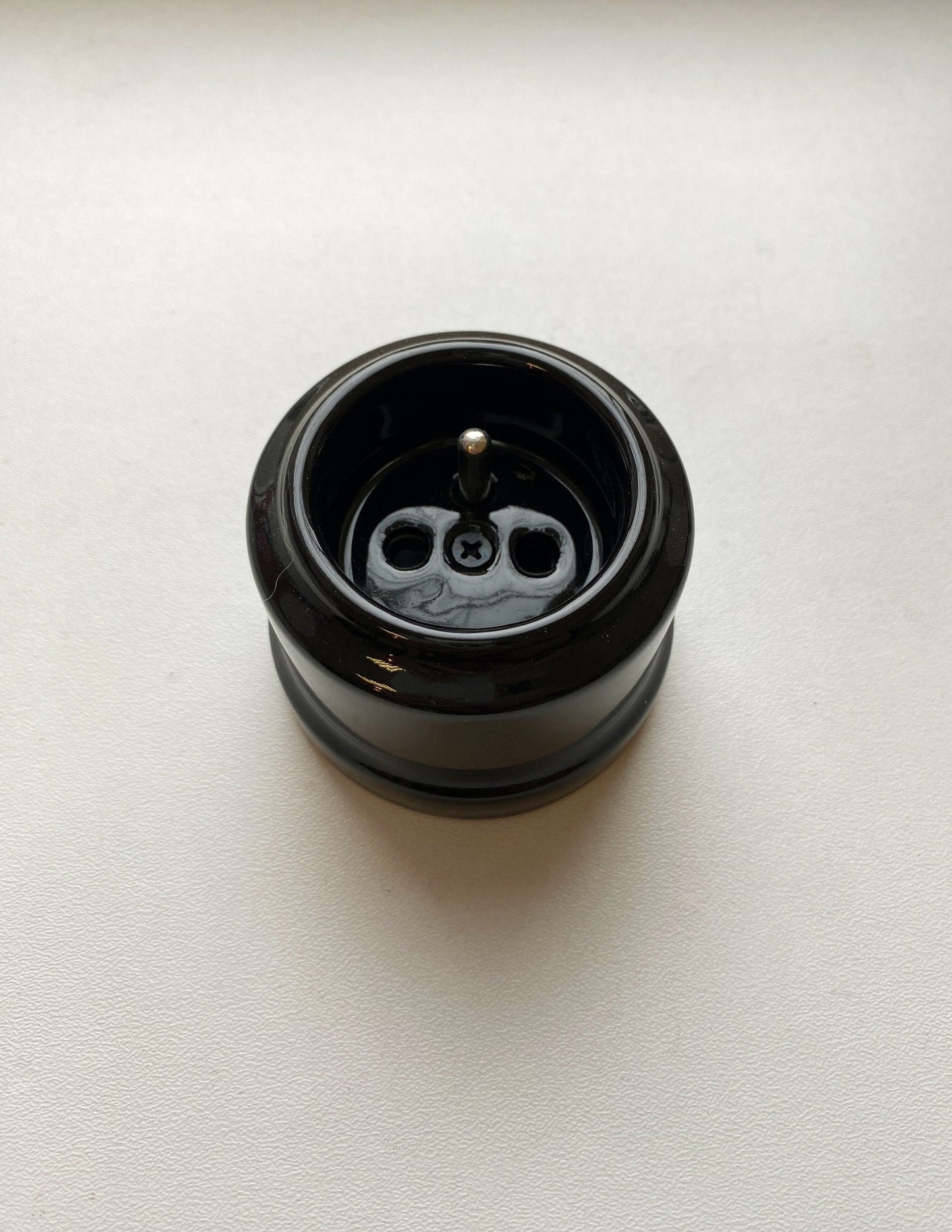 Power Socket Porcelain Loft Retro Electrical French Schuko Surface-Mounting Vintage Cottage Ceramic Black