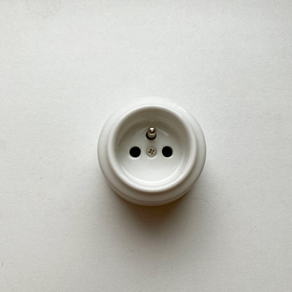 Power Socket Porcelain Loft Retro Electrical French Schuko Surface-Mounting Vintage Cottage Ceramic White