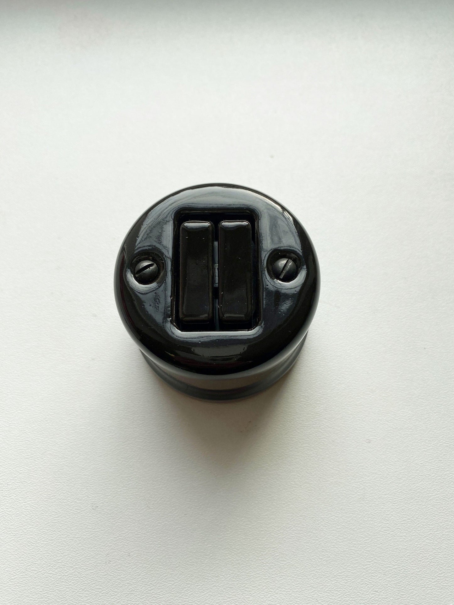 Light Switch Porcelain Loft Retro 2 Gang Two-way Surface-Mounting Vintage Cottage Ceramic Black