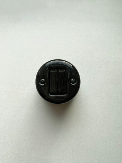 Light Switch Porcelain Loft Retro 2 Gang Two-way Surface-Mounting Vintage Cottage Ceramic Black