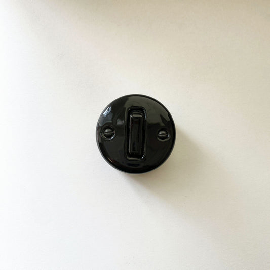 Light Switch Porcelain Loft Retro 1 Gang Two-way Surface-Mounting Vintage Cottage Ceramic Black