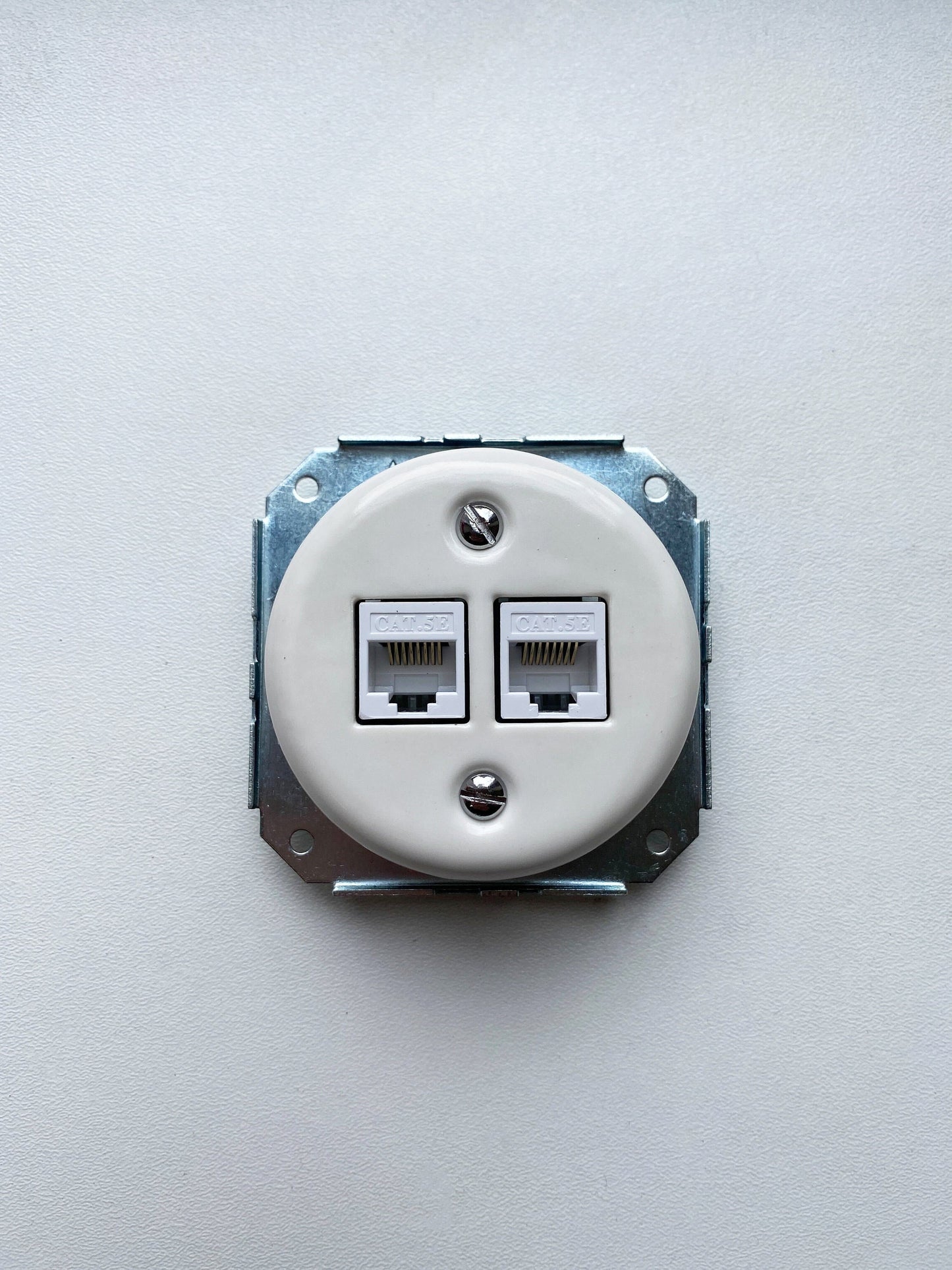 Porcelain Loft Retro Connection Inner Part Electrical Network Socket RJ45 Flush-Mounting Vintage Cottage Ceramic White