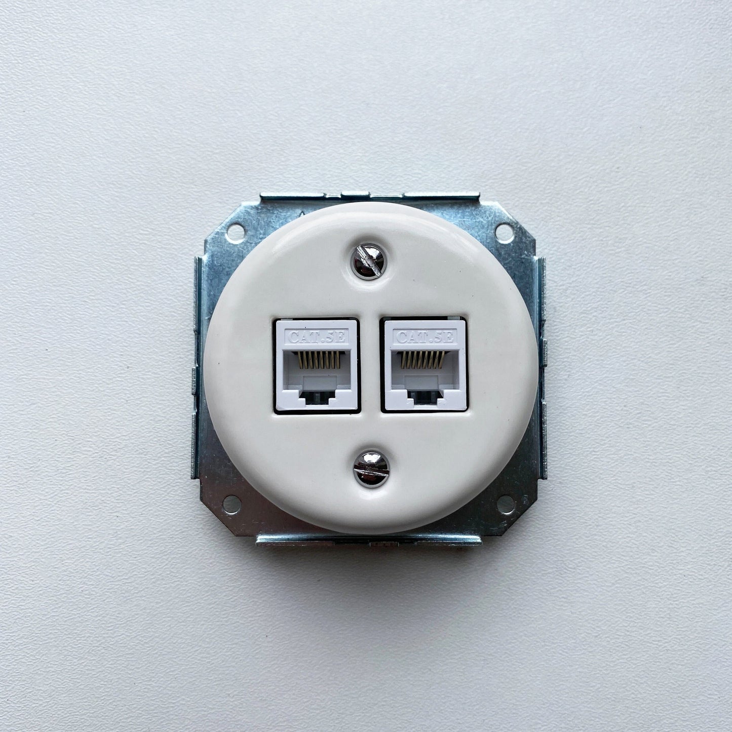 Porcelain Loft Retro Connection Inner Part Electrical Network Socket RJ45 Flush-Mounting Vintage Cottage Ceramic White