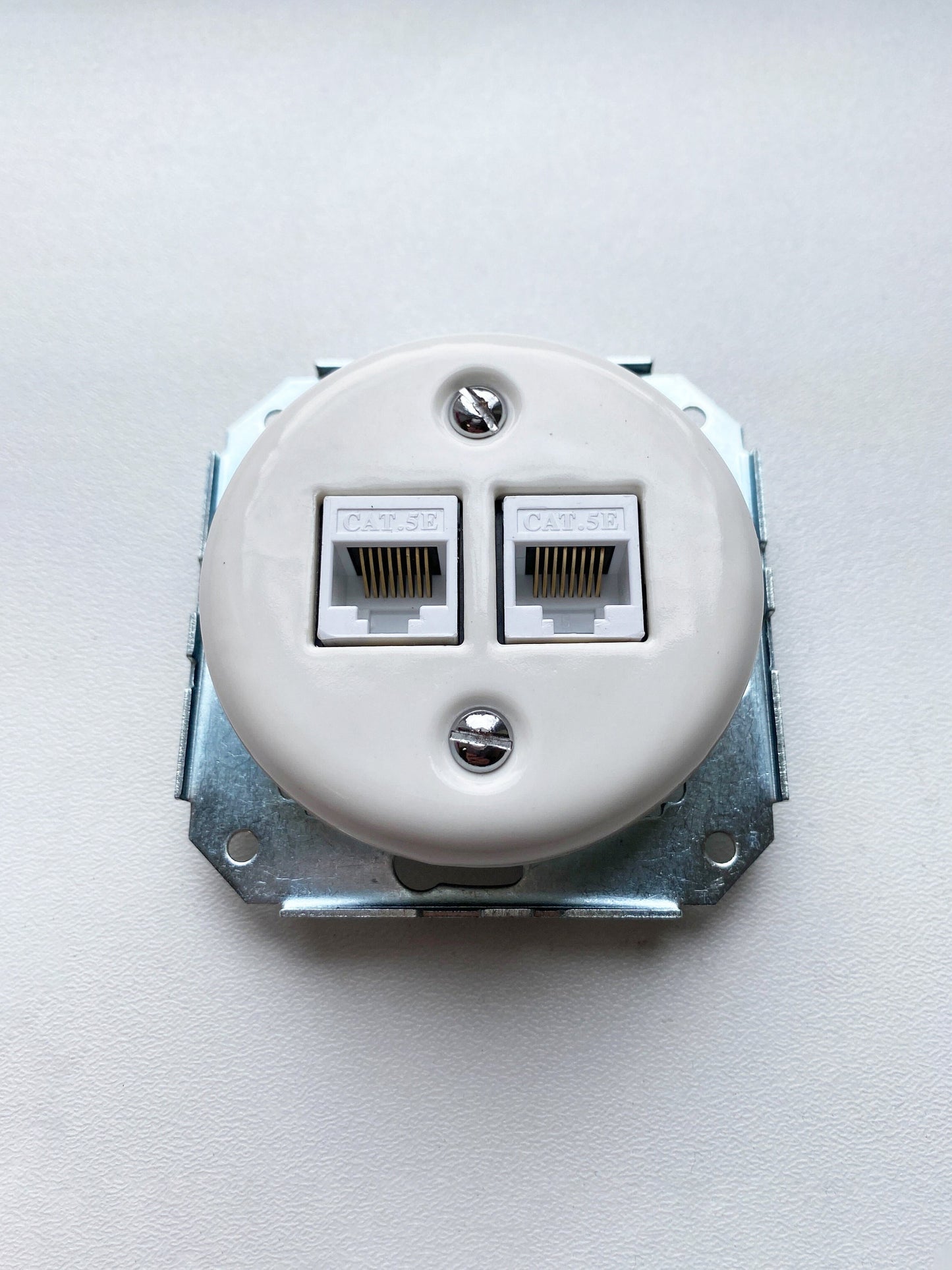 Porcelain Loft Retro Connection Inner Part Electrical Network Socket RJ45 Flush-Mounting Vintage Cottage Ceramic White