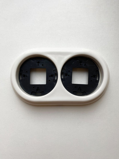 Porcelain Loft Retro Double Porcelain Frame With Plastic Part Surface Mounted Vintage Cottage Ceramic White