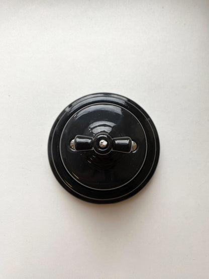 Porcelain Loft Retro Single Porcelain Frame With Plastic Part Surface Mounted Vintage Cottage Ceramic Black