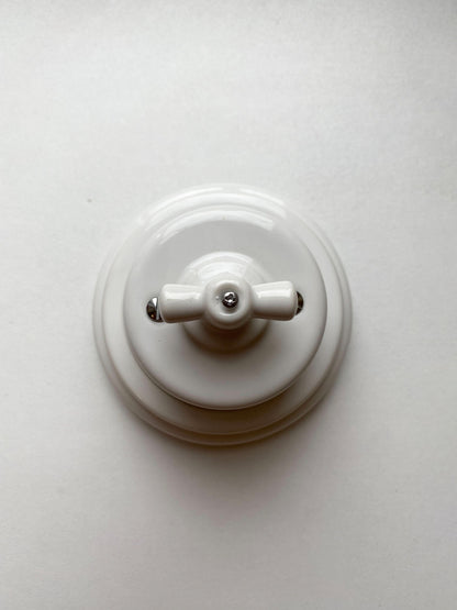 Porcelain Loft Retro Single Porcelain Frame With Plastic Part Surface Mounted Vintage Cottage Ceramic White