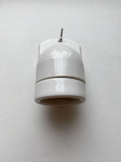 Hanging Lamp Holder Porcelain E27 Hanging Vintage Loft Retro Cottage Ceramic White
