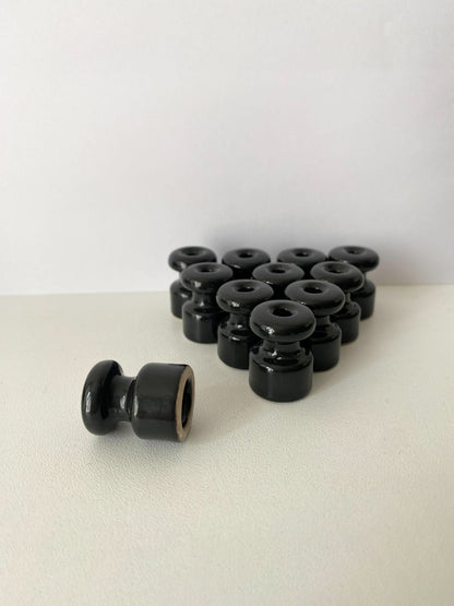 10 Pieces Porcelain Insulators Surface Mounting Vintage Loft Retro Cottage Ceramic Black & White