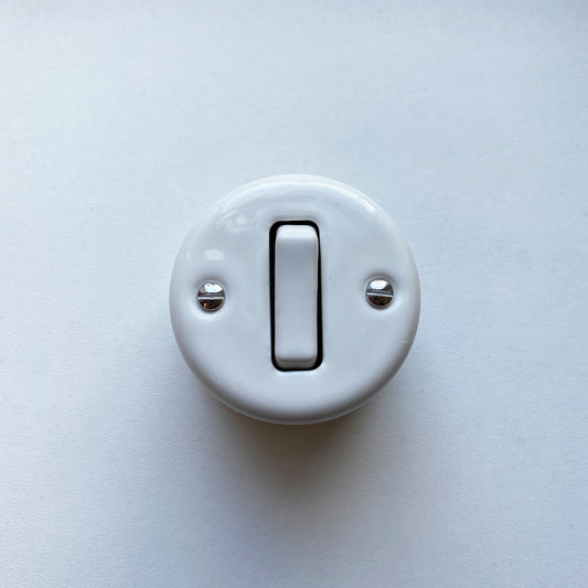 Light Switch Porcelain Loft Retro 1 Gang Two-way Surface-Mounting Vintage Cottage Ceramic White