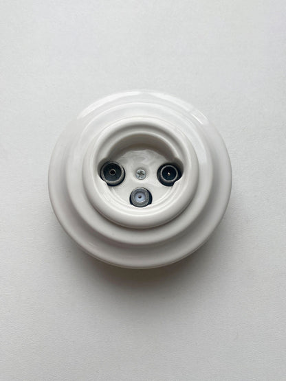 Porcelain Loft Retro TV/SAT Socket Flush-Mounting Vintage Cottage Ceramic White