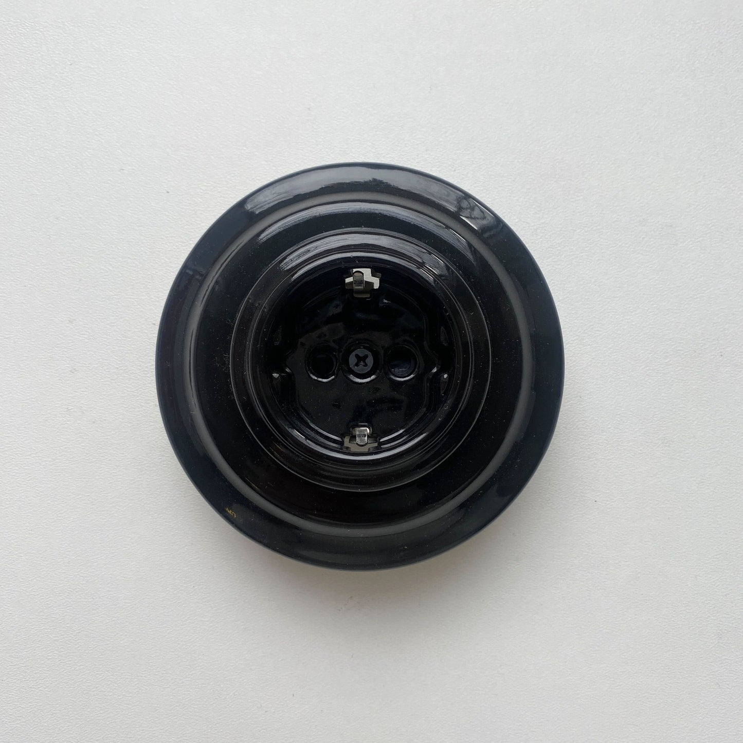 Power Sockets Porcelain German Schuko Loft Retro Electrical Flush-Mounting Vintage Cottage Ceramic Black