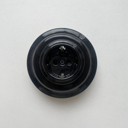 Power Sockets Porcelain German Schuko Loft Retro Electrical Flush-Mounting Vintage Cottage Ceramic Black