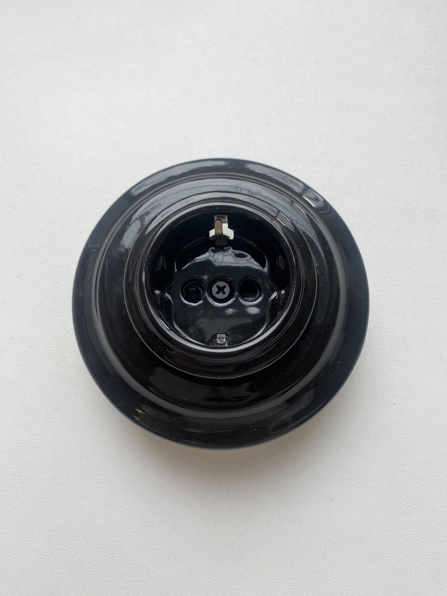 Power Sockets Porcelain German Schuko Loft Retro Electrical Flush-Mounting Vintage Cottage Ceramic Black