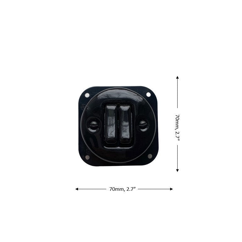 Light Switch Porcelain Loft Retro 2-gang Connection Inner Part Two-way Flush-Mounting Vintage Cottage Ceramic Black