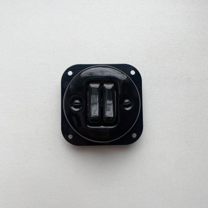 Light Switch Porcelain Loft Retro 2-gang Connection Inner Part Two-way Flush-Mounting Vintage Cottage Ceramic Black