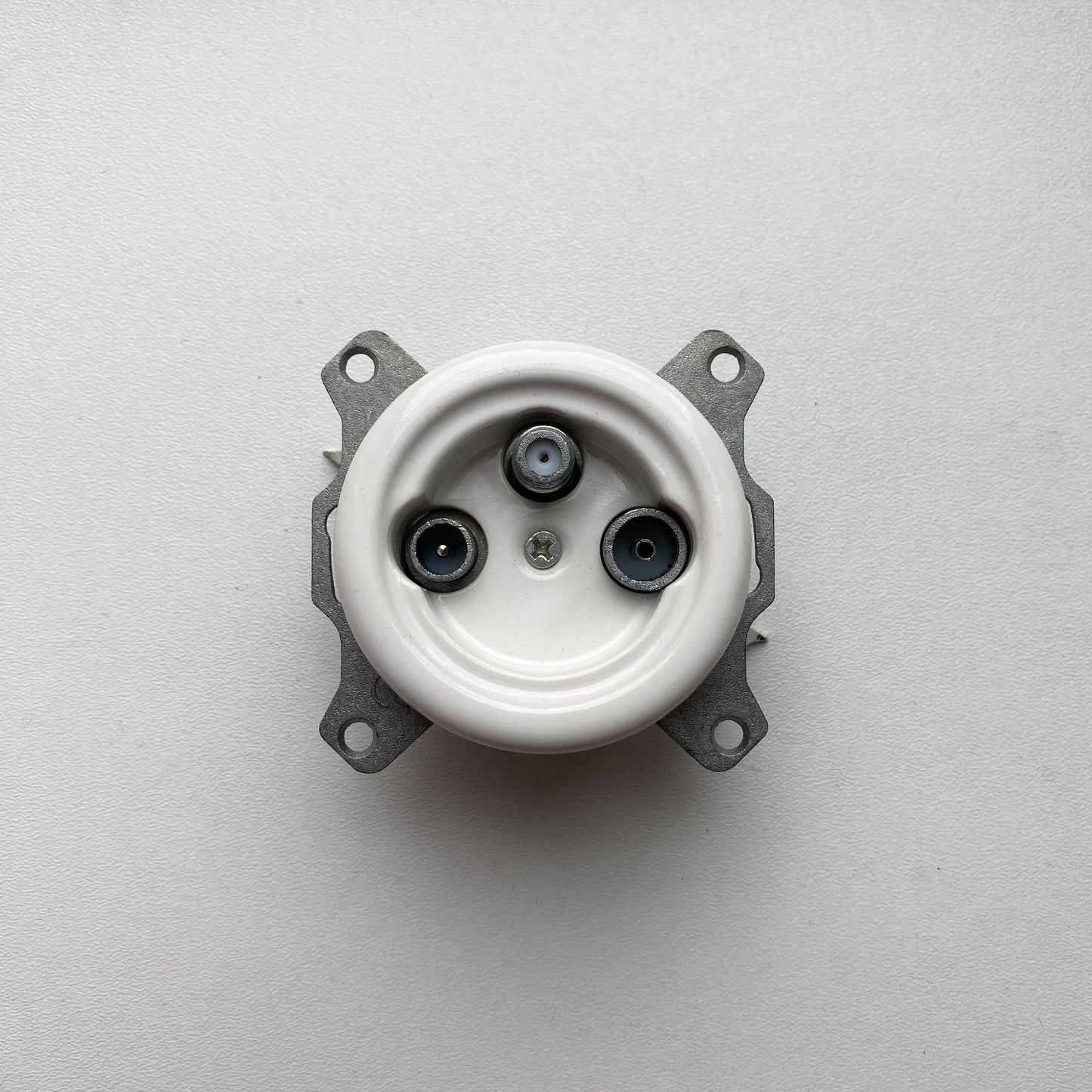 Porcelain Connection Inner Part Loft Retro TV/SAT Socket Flush-Mounting Vintage Cottage Ceramic White