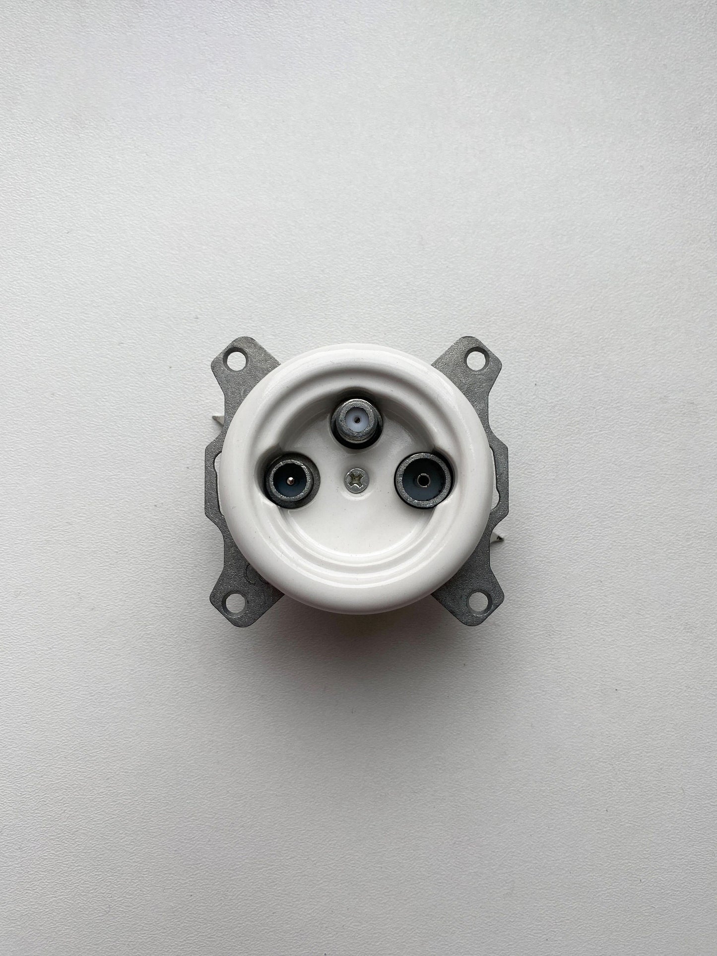 Porcelain Connection Inner Part Loft Retro TV/SAT Socket Flush-Mounting Vintage Cottage Ceramic White