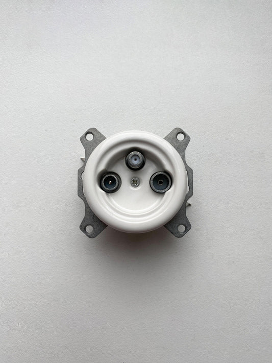 Porcelain Connection Inner Part Loft Retro TV/SAT Socket Flush-Mounting Vintage Cottage Ceramic White
