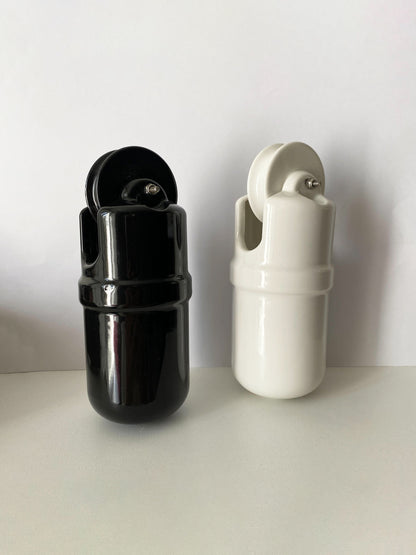 Porcelain Counterweight Vintage Loft Retro Cottage Ceramic Surface Mounting Black & White