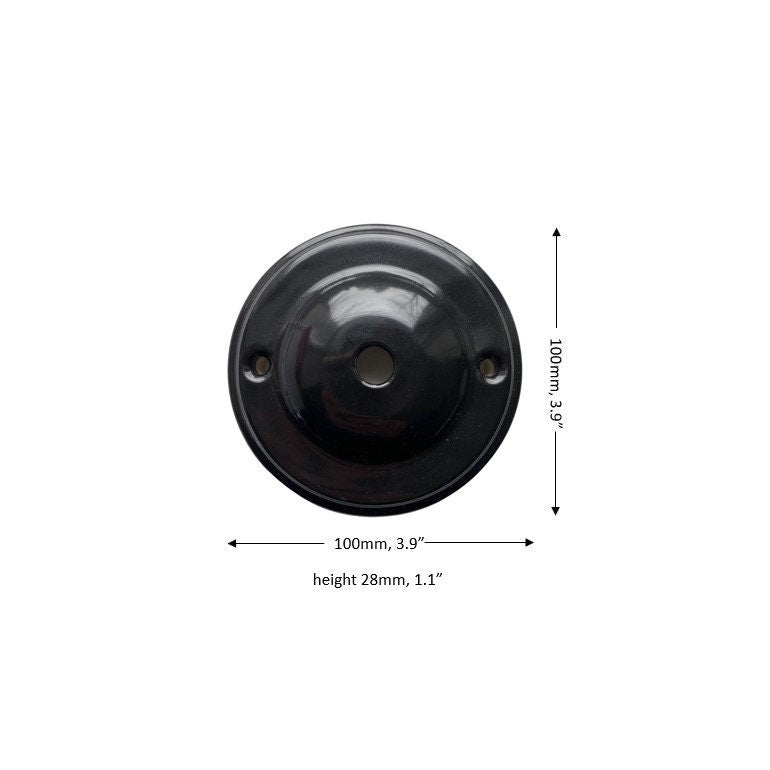 Ceiling Rose Big Dome Shape Porcelain Surface Mounting Vintage Loft Retro Cottage Ceramic Black